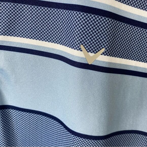 Callaway Polo Shirt Opti-Dri Cornflower Blue Stripe Cooling Golf Shirt Large - Picture 3 of 5